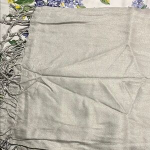Peach Couture Elegant Silver Scarf with Fringe